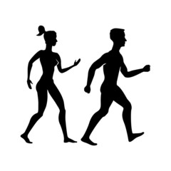 Collection of silhouettes man and woman. Vector