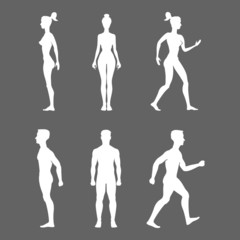Collection of silhouettes man and woman. Vector