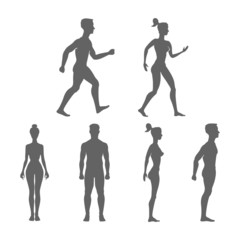 Collection of silhouettes man and woman. Vector