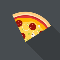 Piece of Italian pizza - flat design. Vector Illustration...