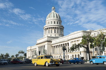 Havana Cuba Capitolio Building with Cars