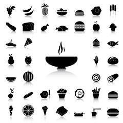 Set of Food black icons and silhouettes