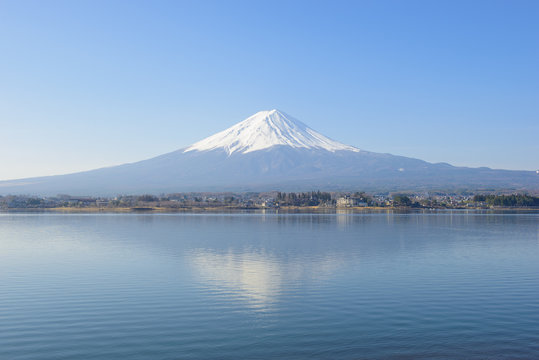 Mount Fuji reflected in Lake Kawaguchi