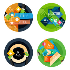 Set of flat design circle option infographics concepts