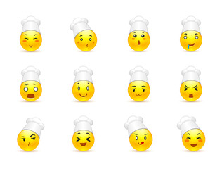 Anime smileys in white caps © Stockerteam