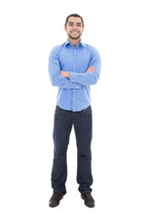 young arabic business man in blue shirt isolated on white