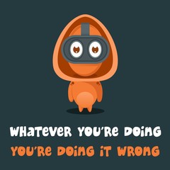 Cute monster on dark background.