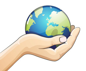 Hand holding the earth globe. Earth Day concept