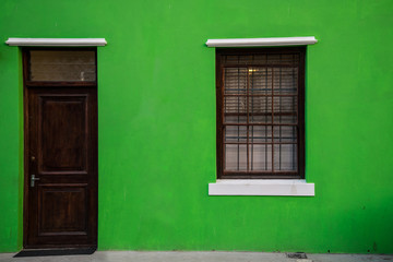 Colorful green home in historic Bo-Kaap neighborhood Cape Town