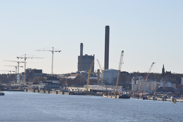 Fototapeta na wymiar The industrial suburb of Stockholm.
