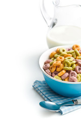 colorful cereal rings with milk