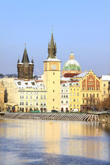 Obraz premium Romantic snowy Prague Old Town, Czech Republic