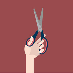 scissors in hand flat illustration