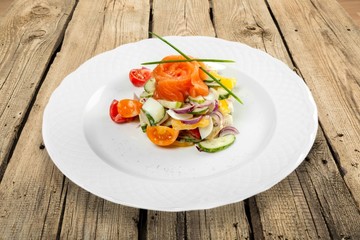 Salmon. Salmon Tartar over White Background. Gourmet Food