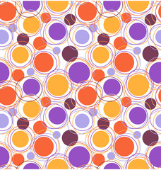 Seamless bright fun abstract pattern with circles isolated on wh