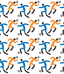 Soccer players seamless pattern