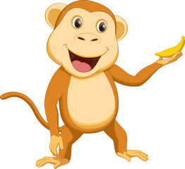 cute monkey cartoon with banana