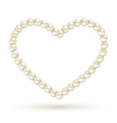 Pearl heart like frame isolated on white background