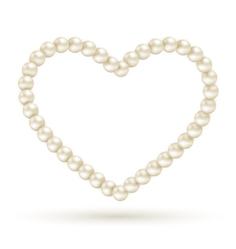 Pearl heart like frame isolated on white background