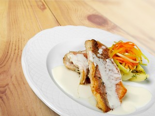 Appetizing. Grilled salmon and vegetables