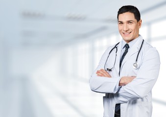 Doctor. Senior doctor on white background