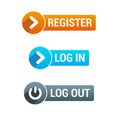 Register, Log In & Log Out Buttons