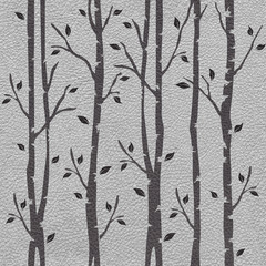 Decorative trees on seamless background - leather texture