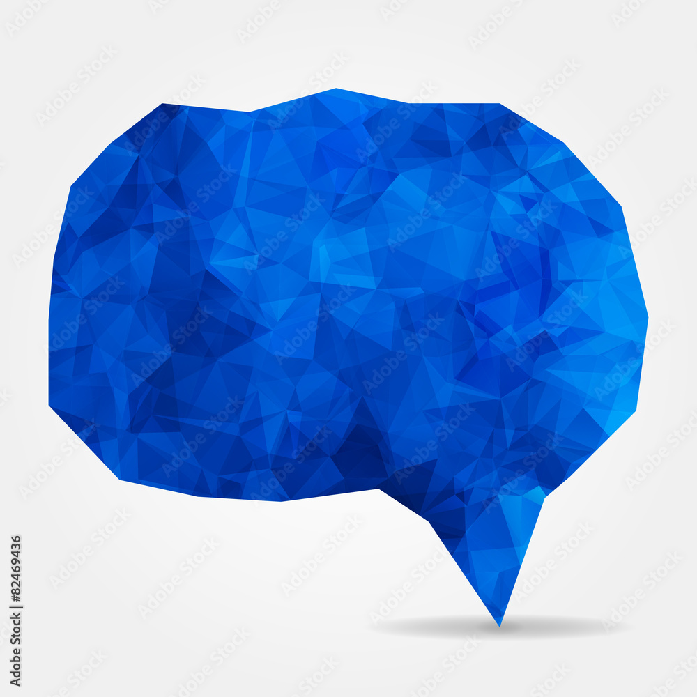 Poster abstract blue geometric speech bubble with triangular polygons