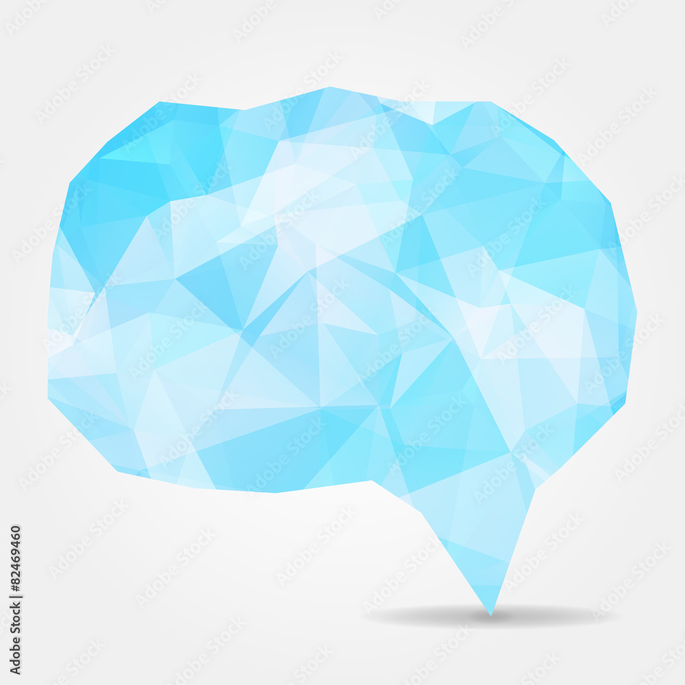 Poster abstract blue geometric speech bubble with triangular polygons