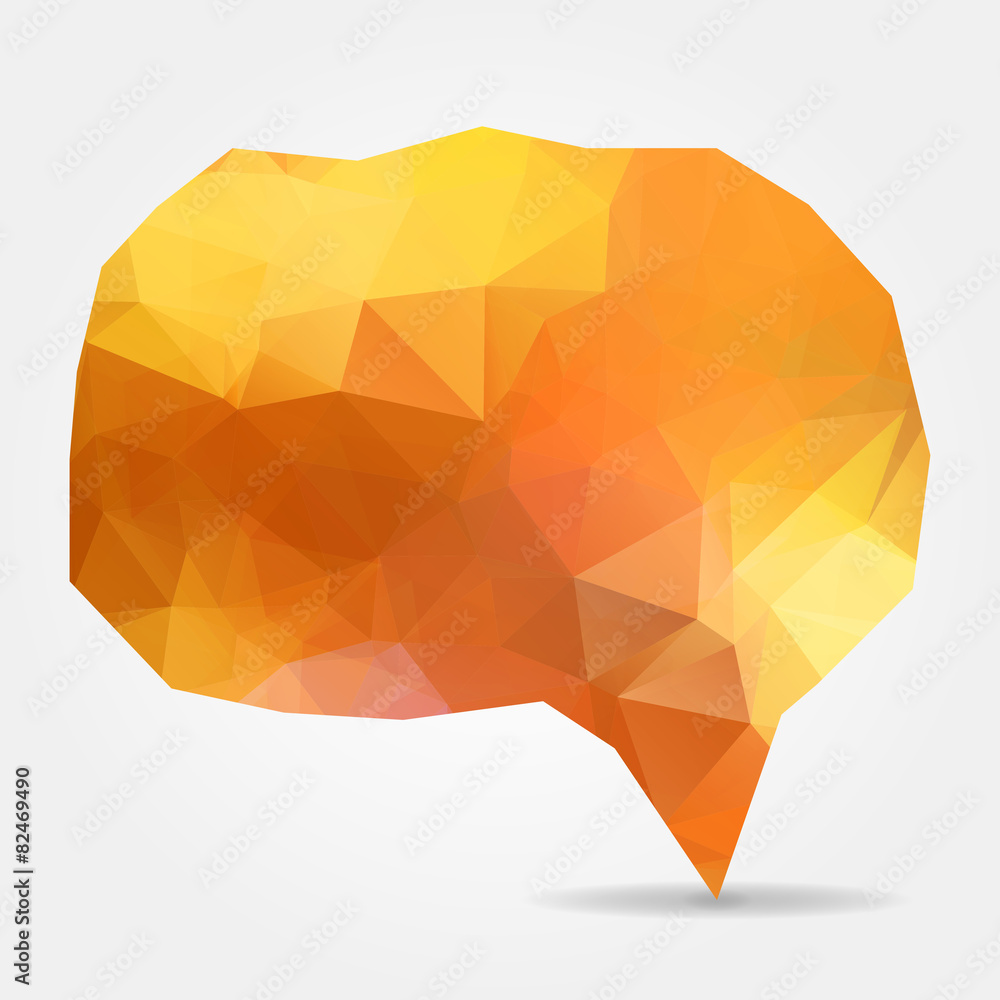 Poster abstract orange geometric speech bubble with triangular polygons