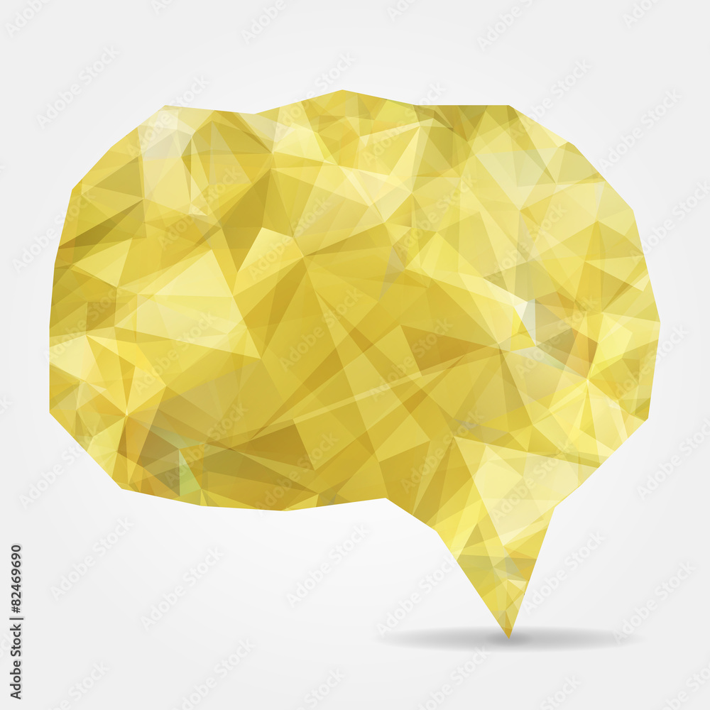 Poster abstract yellow geometric speech bubble with triangular polygons