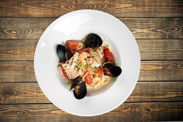 Pasta. Pasta with seafood