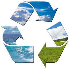 symbole recyclage, cycle de l'eau - obrazy, fototapety, plakaty