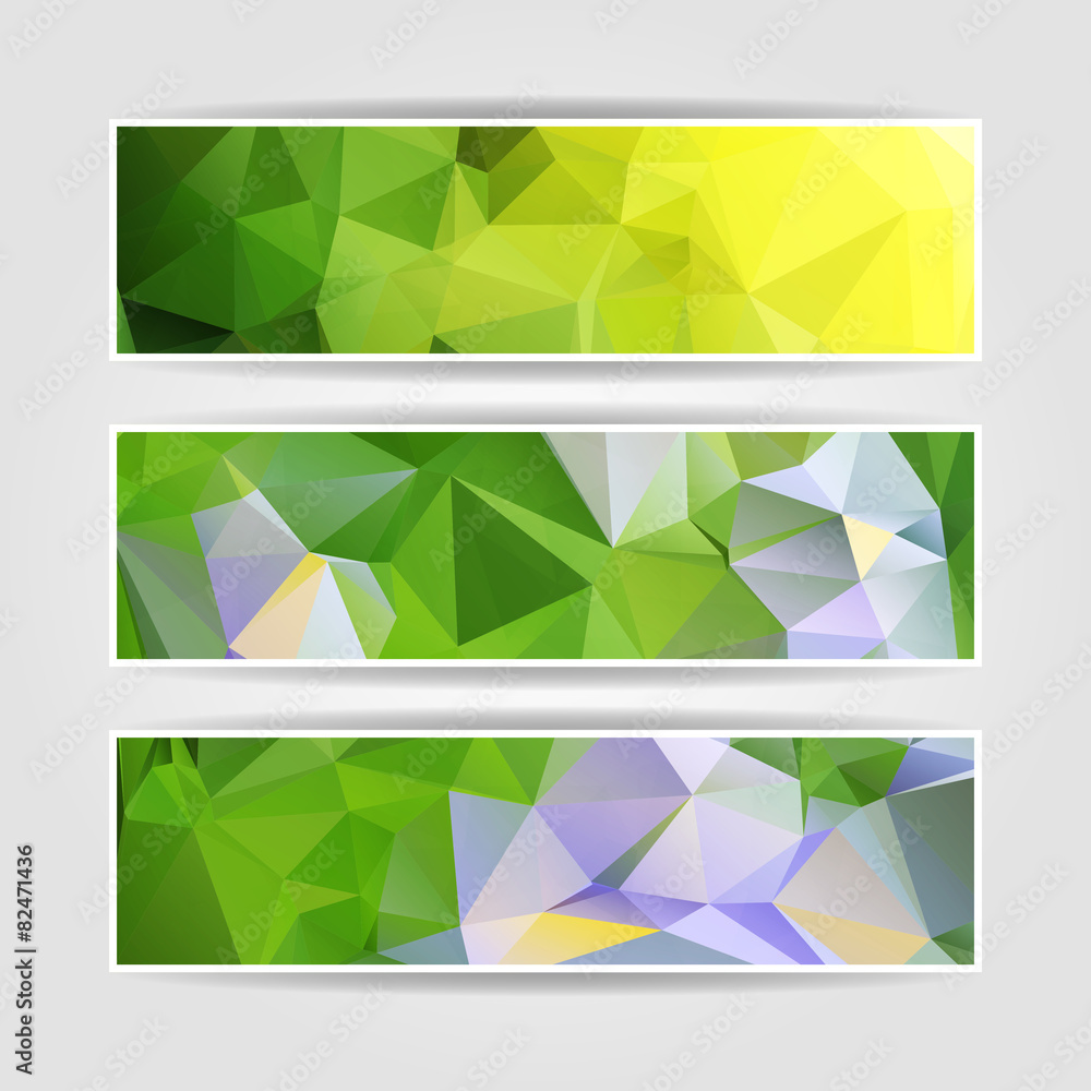 Poster abstract natural colorful triangle polygonal header set