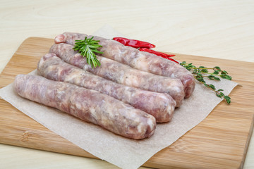 Handmade sausages for grill