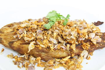 fired fish with garlic delicious thai food