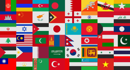 Obraz premium flag of asia states vector set
