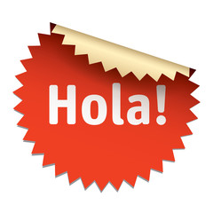 Color vector sticker. Hola - spanish text © topor