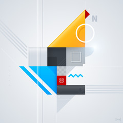 Abstract design element with glossy geometric shapes