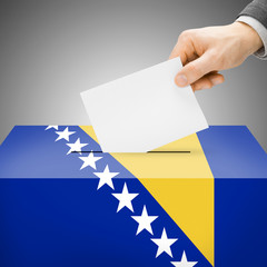 Ballot box painted into national flag - Bosnia and Herzegovina