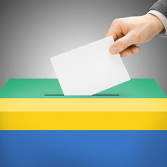 Ballot box painted into national flag - Gabon