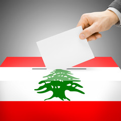 Ballot box painted into national flag - Lebanon