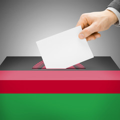 Ballot box painted into national flag - Malawi