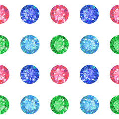 Seamless texture of colored gems isolated on background