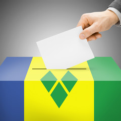 Ballot box painted into flag - Saint Vincent and the Grenadines