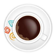 Coffee Cup and saucer with bright swirls