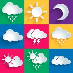 Set of 9 high quality vector weather icons