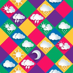 seamless vector pattern of weather icons paper