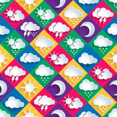 seamless vector pattern of weather icons paper