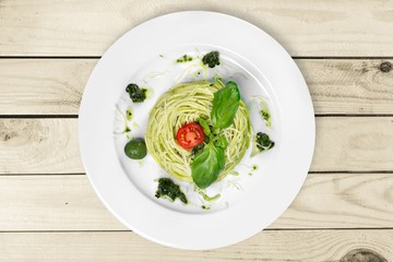 Pasta. Pesto pasta